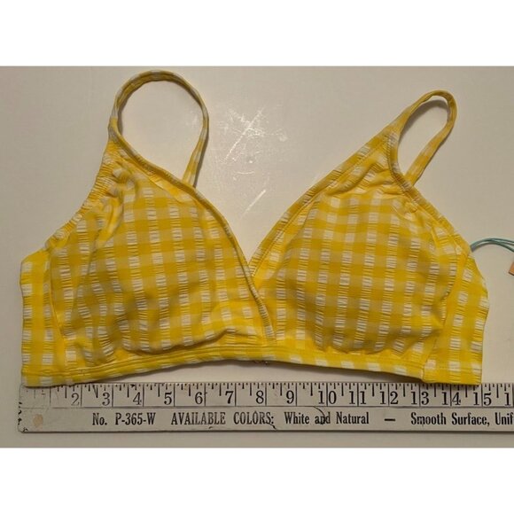 New With Tags Kona Sol Yellow White Gingham Bikini Top L 12-14 Adjustable Straps - Picture 11 of 11